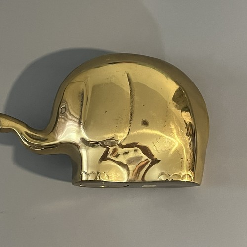 Solid Brass Small Baby Elephant Coin Piggy Bank 