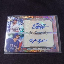 2024 Topps Bowman Sterling Evan Carter Wyatt Langford Dual Auto /15 Rangers Rare
