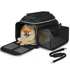 Top and Side Expandable Pet Carrier 17x11x9.5 Inches Alaska Airline Approved,...