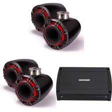 Kicker 2 Pair 47KMFC9 9" Black Horn-Loaded Tower Speakers  1200 Watt Marin...