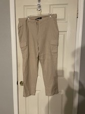 Caribbean Line Pants Men Size 36x30 Tan Flat Front Straight Leg 100% Linen NWOT