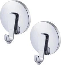YOHOM Suction Cup Hooks for Inside Shower Wall Towel Holder 2 Silver 