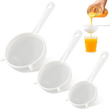 3 Pcs Plastic Mesh Strainer Set Colander With Handle - 3 Sizes Double Ear Food M