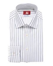 NWT EZZELINO DRESS SHIRT white blue poplin 2-ply cotton Italy 40 15 3/4