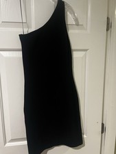 Sincerely Jules Black Solid One Shoulder Sleeveless Knit Stretch Bodycon Mini S
