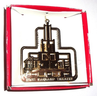 2.75'' 3D 24k gold Christmas ornament Ross Ragland Theater Klamath Falls Oregon