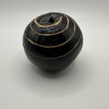 Vintage Hand-Carved Gourd Rattle Seed Shaker W/Spiral Design