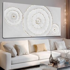 Abstract Canvas Wall Decor Minimalist Wall Art White 58"L x 29"W Circle