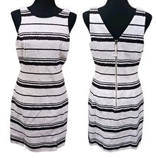 Banana Republic Heritage  Textured Sheath Dress Stripe 6 Black White