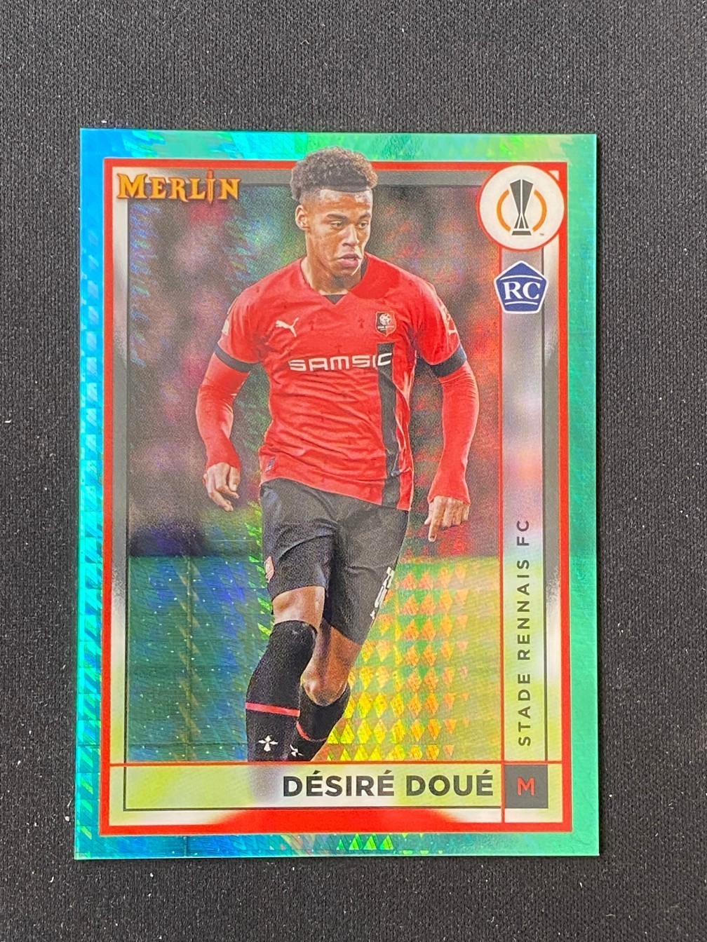 Desire Doue 2022-23 Topps Merlin RC Aqua Prism Refractor #133