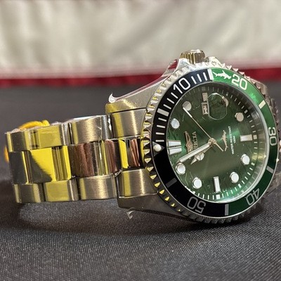 Invicta 30808 Green/blk PDivr On Stainless Steel Bracelet Mens Quartz Watch-NIB