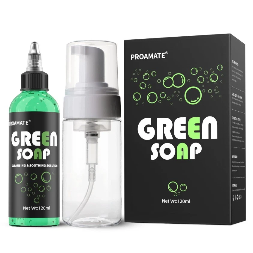 proamate Green Tattoo Soap 4OZ with Foaming Bottle 120ml, Tattoo Soap Tattoo Sup - product detail image 1