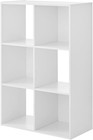 11" 6-Cube Storage Organizer Shelf - White Fabric & Wood Bookcase