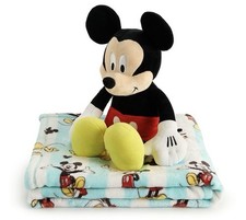 Disney Mickey Mouse Plush Buddy Throw Blanket Combo Set 50x60 The Big One NWT