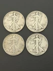 4 Lot Of 1934 1936 1944 Walking Liberty Half Dollar Silver 90% 50C Bullion