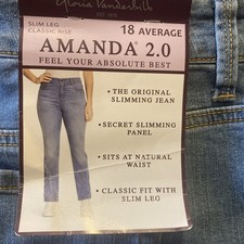 Gloria Vanderbilt Amanda 2.0 Slim Leg Classic Rise Denim Jeans Womens 18 Average