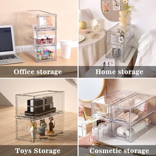 2Pack Clear Fridge Drawers Pull Out Stackable Refrigerator Drawer Organizer B... - Bild 4 von 6