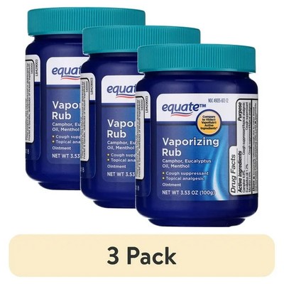 (3 pack) Equate Vaporizing Rub Ointment, 3.53 oz, Compare to Vicks  VapoRub