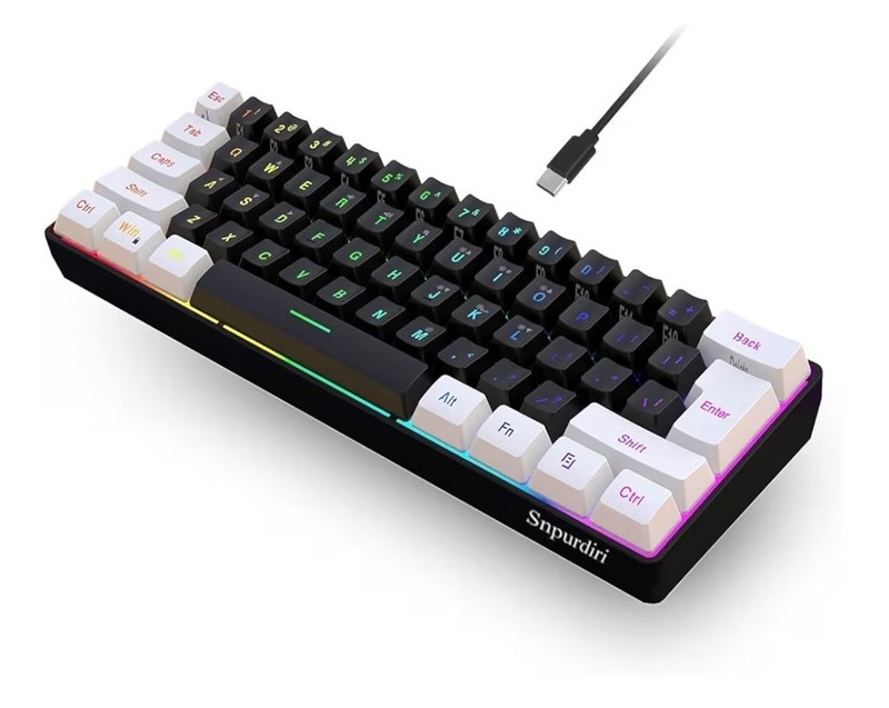 Snpurdiri 60% Wired Mechanical Gaming Keyboard, RGB Ultra-Compact 60 with USB C