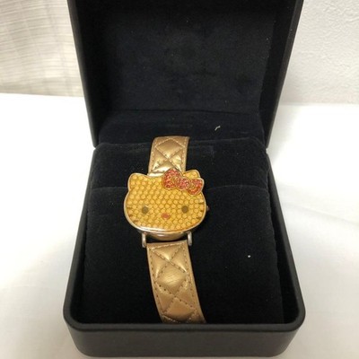Hello Kitty Gold Cat Face Watch 2009 Original Box Collectible Used