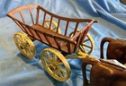 Scarce 14” HUBLEY / DENT CAST IRON HAY CART w/ Oxen On Wheels w/ Original Yokes — photo 2