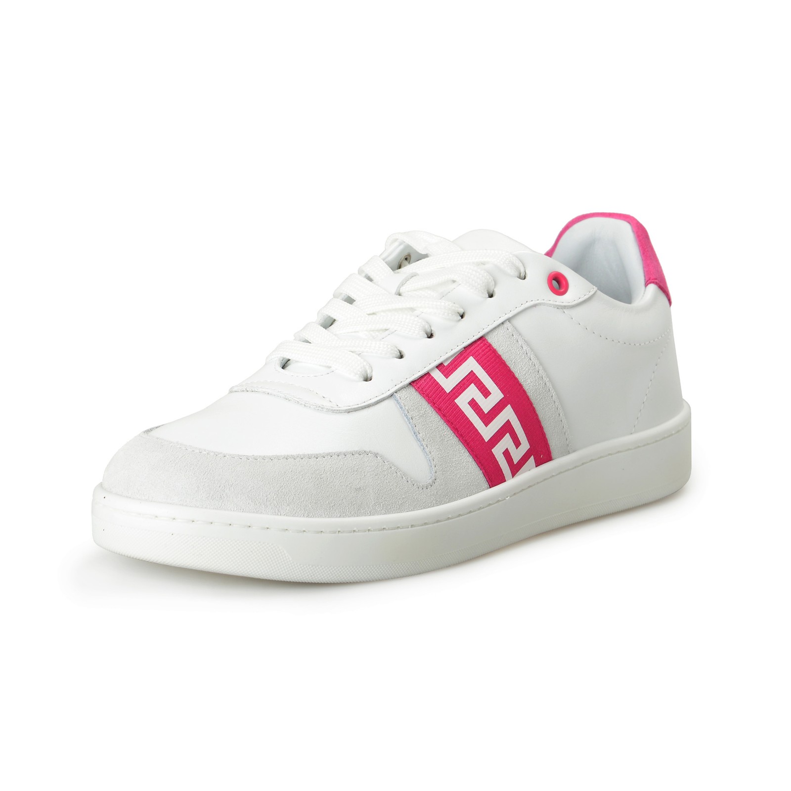 Женские белые и розовые кроссовки из греческой кожи Versace размер US 5-35 76790₽