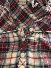 LL Bean Red Tartan Nightgown Sz Large Flannel Scotch Plaid Vtg 211760 Christmas