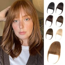 Light Brown 100 Real Human Hair Clip In Wispy Bangs Hair Topper