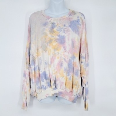 Young Fabulous and Broke Pastel Tie Dye Softest  Slouchy Sweatshirt Size Med