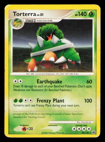 2008 Pokemon Torterra 30/100 Rare Majestic Dawn HP