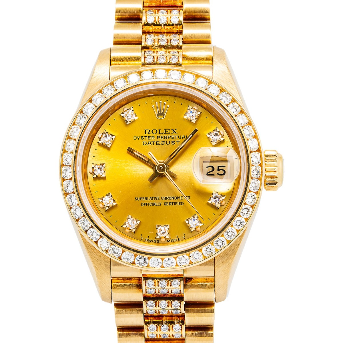 Rolex Datejust 69178 18k Yellow Gold President Diamond Champagne