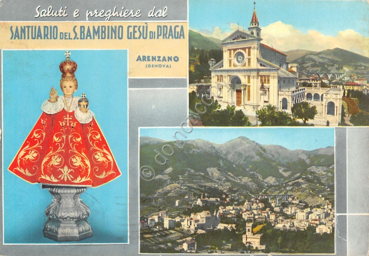 Cartolina Santuario Santo Bambino Ges? di Praga vedute 1963 (Genova)