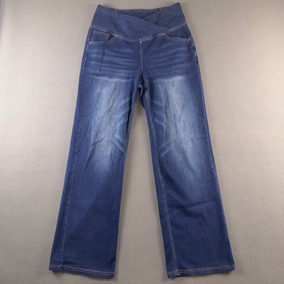 Halara Crossover Waist Wide Leg Jeans Dark Wash Blue Denim Size M Regular