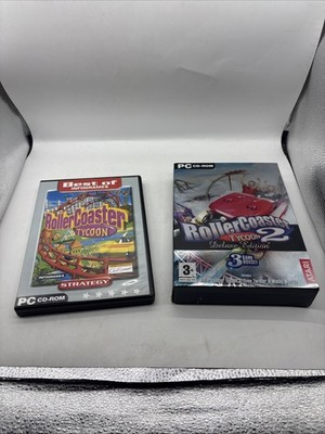 Vintage Roller Coaster Tycoon 1 und 2 PC CD Spiele Bundle Deluxe Ist Neu Sealed