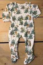 Burt's Bees Baby Pajamas Footed Christmas Tree Farm 3-6 months Organic Cotton
