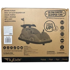 Flybar 12V Dual Joystick Steering Racer Glow Bumper Car, Purple