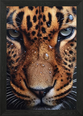 Cute Wet Leopard Framed Wall Art Poster Canvas Print Picture