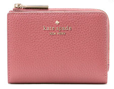   Kate Spade Lena Small L Zip Wallet - KL842 Pomegranate Pink Pebble Leather NWT