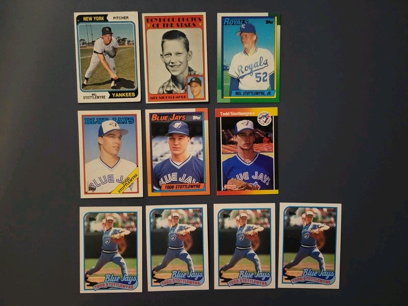 10 Card father & son Mel, Todd Stottlemyre Yankees, Blue Jays, Royals - Good/Ex 