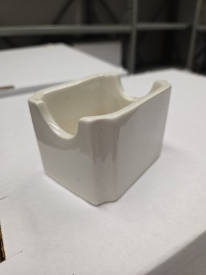Vintage Hall White Pottery Sugar Packet Holder Restaurant Ware Made in USA 3.5'' 