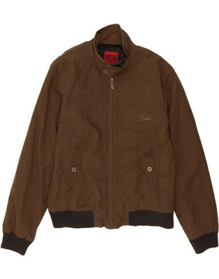 DATCH Mens Bomber Jacket UK 42 XL Brown Striped Polyamide AQ10