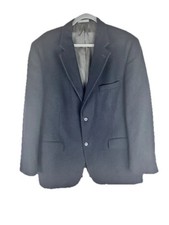 Oscar de la Renta 44R Navy Wool Cashmere 2 Button Blazer Sport Coat EUC