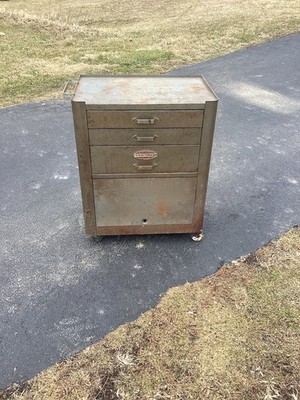 Craftsman Tool Box RARE!! 1940's 50s Rolling Cart Chest VTG Garage