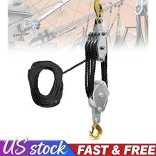 Rope Pulley Hoist 4400 LB, 8:1 Lifting Power Pulley Block and Tackle System NEW