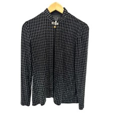 Alex Evenings Womens Black Silver Geometric Embellished Brooch Collar Jacket 8