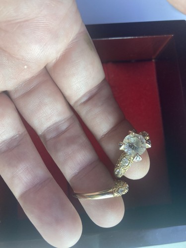 Bellissimo set matrimonio fidanzamento quercia principessa set anelli fiaba due pezzi - Foto 3 di 11
