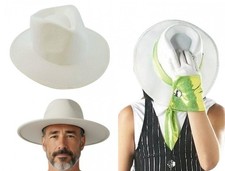 Group Lot of 10 White Felt Gangster Hats/Hat Dance Costume Jazz Tap Halloween