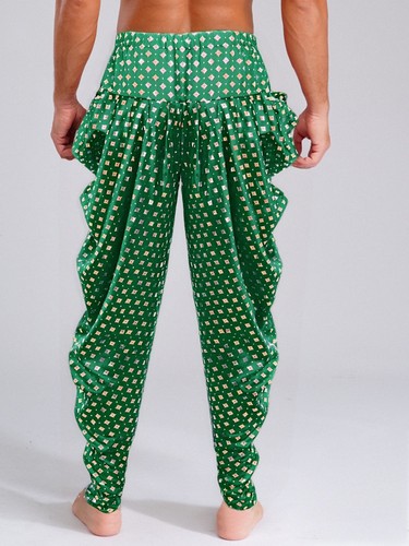 Men Costume Adjustable Dhoti Pants Indian Trousers Satin Metallic Wear Shiny - Picture 55 of 82
