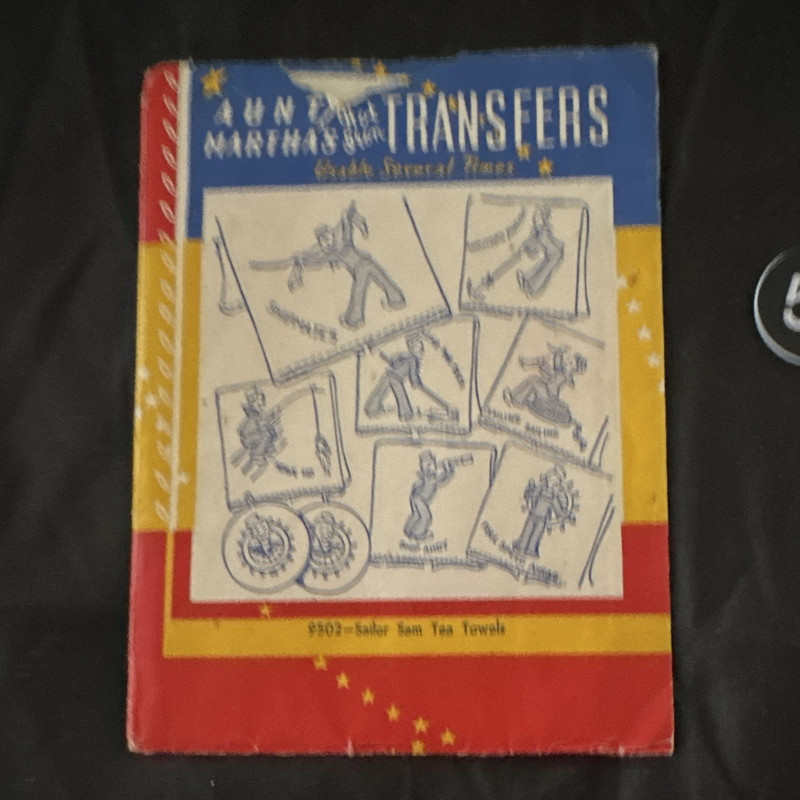 Aunt Martha’s Hot Iron Transfers No. 9502 Sailor Sam Tea Towels Vintage Uncut