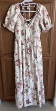 NWT Universal Thread Sz.S Western Puff Short Sleeve Fl Smocked Midi A-Line Dress